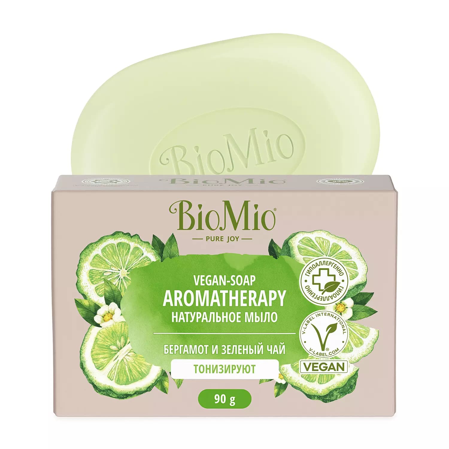 Натуральное мыло "Бергамот и зеленый чай" Vegan Soap Aromatherapy