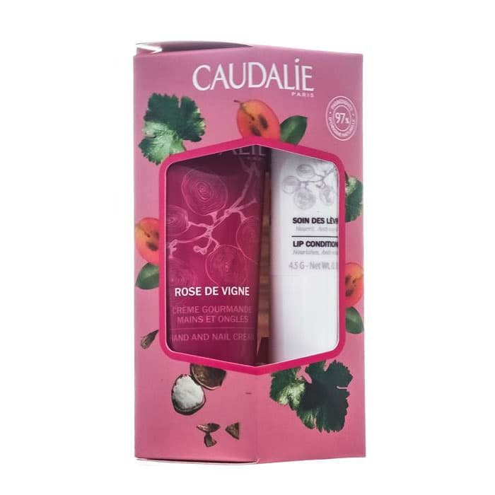 Caudalie - Набор Идеальный дуэт «Rose de Vigne» (Крем для рук и ногтей, + Гигиеническая помада, 4,5 гр.) - Soin corps, 1 шт