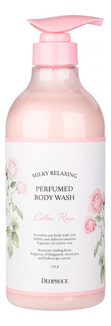 Deoproce Гель для душа Хлопок и роза Milky Relaxing Perfumed Body Wash Cotton Rose