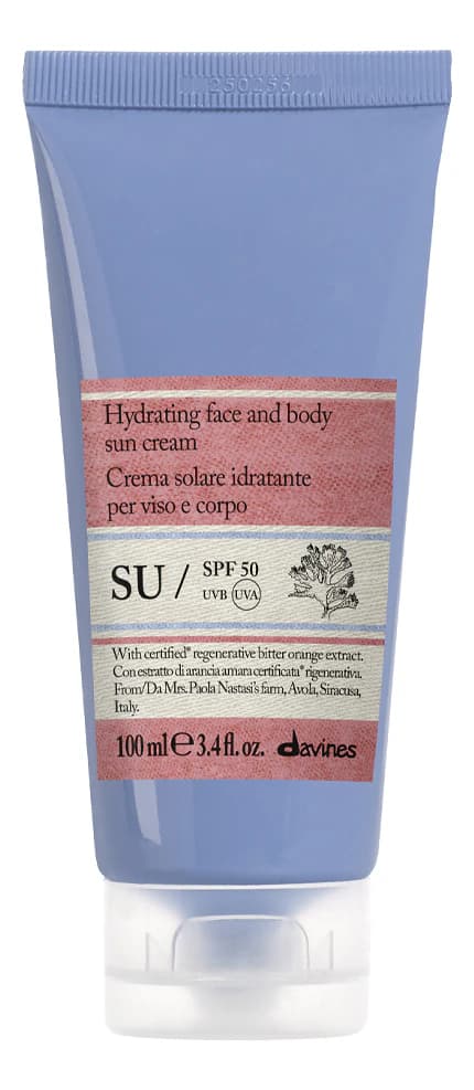 Davines Солнцезащитный крем для лица и тела SU Hydrating Face And Body Sun Cream SPF50