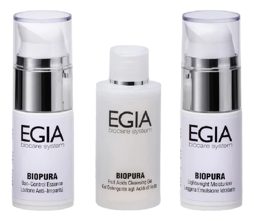 EGIA Набор для лица Oily Skin (гель для умывания Biopura + сыворотка Biopura 15мл + матирующий крем Biopura 15мл