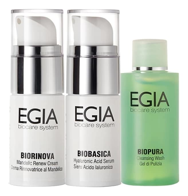 EGIA Набор для лица Normal Skin (гель для умывания Biopura + сыворотка с гиалуроновой кислотой Biobasica 15мл + крем Biorinova 15мл