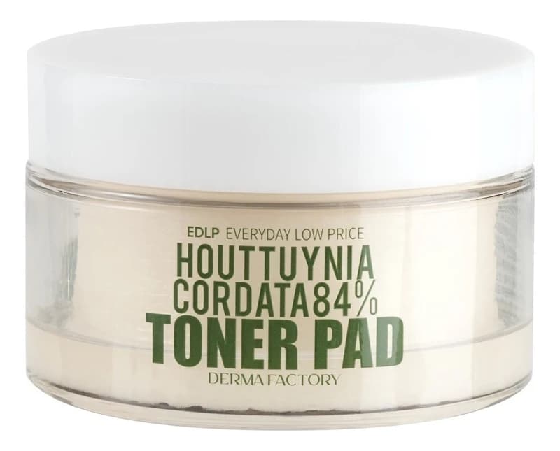 Derma Factory Тонер-пэды для лица с экстрактом цветка хауттюйнии Houttuynia Cordata 84% Toner Pad