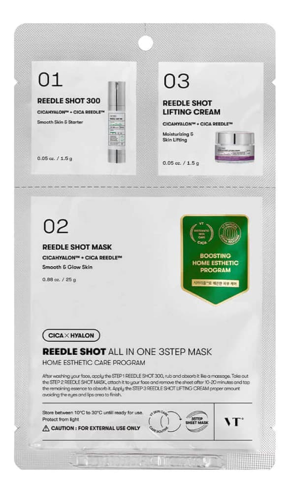 VT Cosmetics Набор для лица с микроиглами Reedle Shot (маска + бустер-сыворотка 1,5г + крем 1,5г