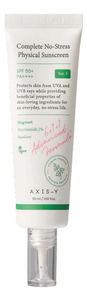 AXIS-Y Солнцезащитный крем для лица 6+1+1 Complete No-Stress Physical Sunscreen SPF50+ PA++++