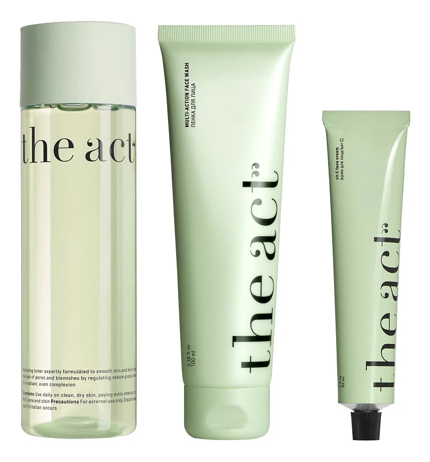 The Act Набор для лица (пенка Multi-Action Face Wash + крем Vit C Face 65мл + тоник Hydrating Face Toner 200мл