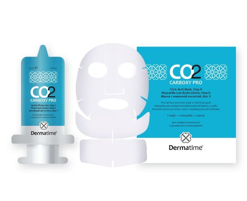 Dermatime CO2 Carboxy Pro – Набор на 1 процедуру карбокситерапии: Активный фито-гель + Кроеная маска-активатор для лица и шеи, + 1 саше