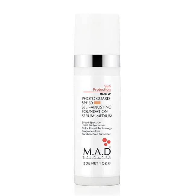 Подстраивающаяся сыворотка-основа под макияж с защитой SPF50 Medium Photo Guard SPF 50 Self Adjusting Foundation Serum Medium M.A.D Skincare