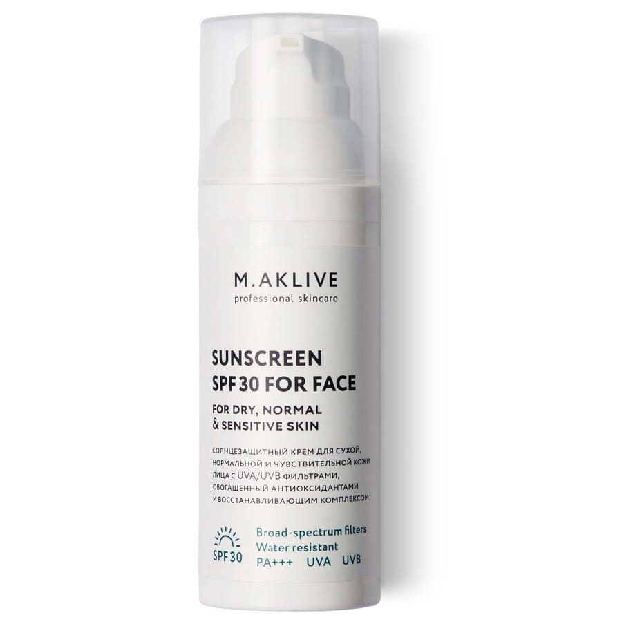 Солнцезащитный крем SPF30 для сухой, нормальной и чувствительной кожи лица M.Aklive