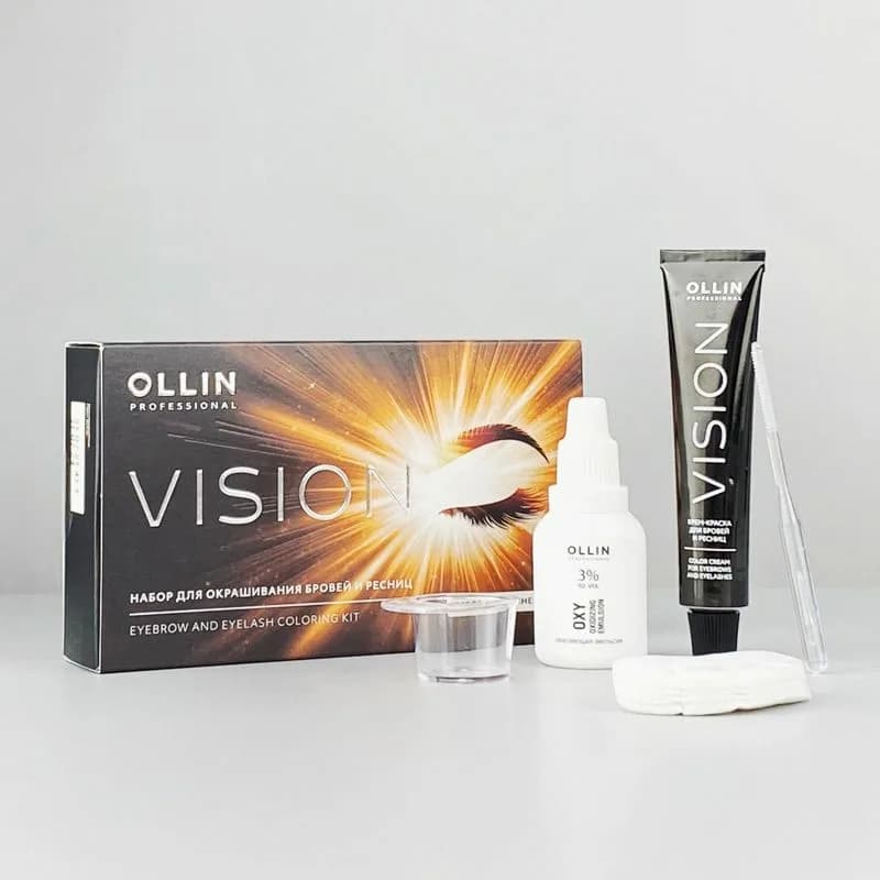 Крем-краска для бровей и ресниц Ollin Vision Set brown (коричневый) (в наборе