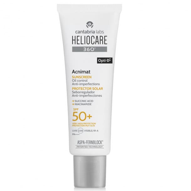 Себорегулирующий солнцезащитный крем с SPF 50 для кожи, склонной к акне Acnimat Sunscreen (Cantabria Labs) Heliocare 360