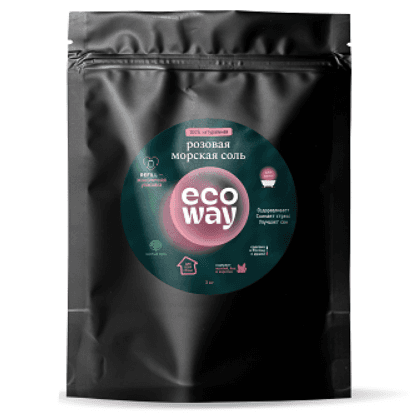 Соль для ванн розовая морская дой-пак ECOWAY 3 кг