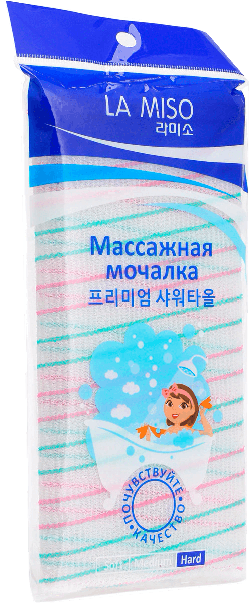 Массажная мочалка, жесткая (цвета в ассортименте), La Miso
