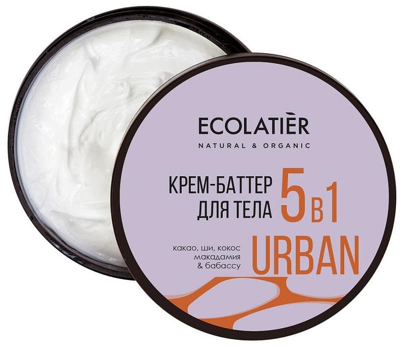 Крем-баттер для тела 5 в 1 какао, ши, кокос, макадамия, бабассу, , Ecolatier