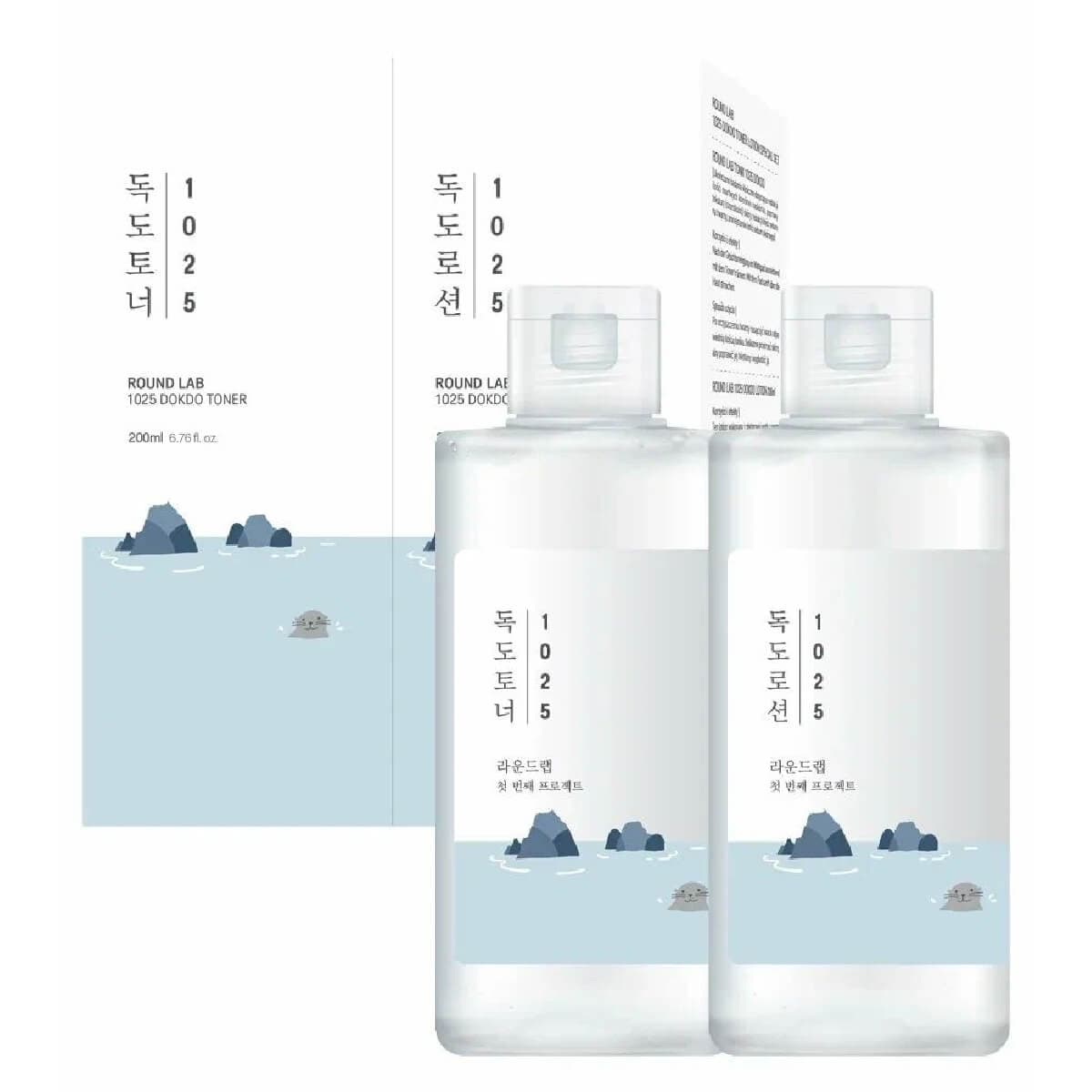 Набор увлажняющий для ухода за кожей с морской водой Dokdo Toner + Lotion, 200 мл, ROUND LAB