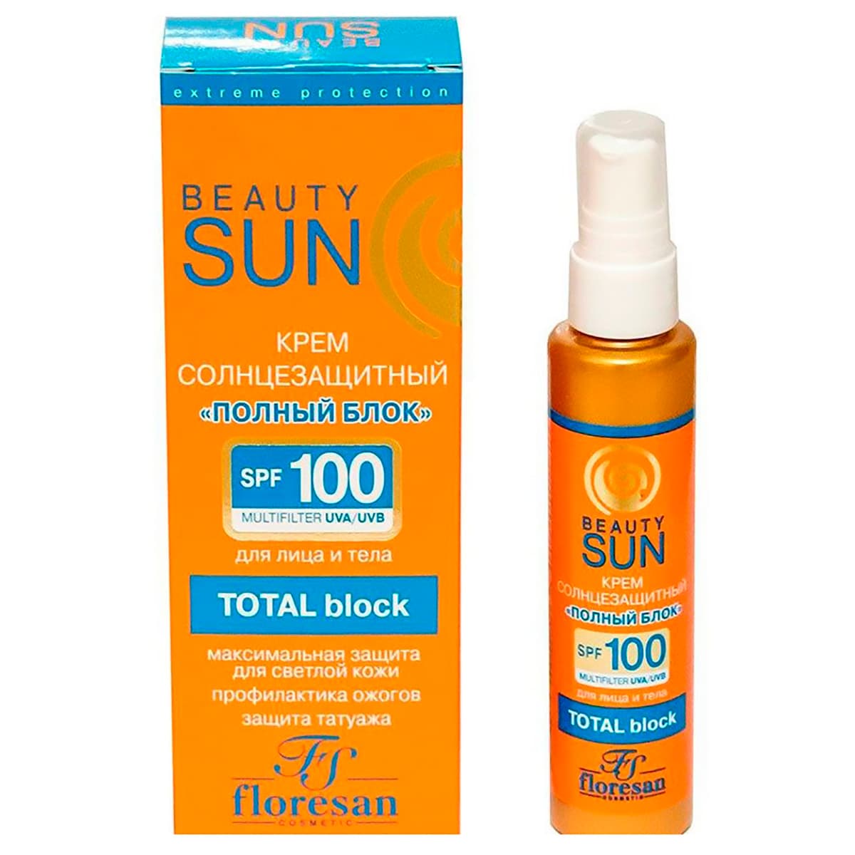 Крем солнцезащитный Полный блок SPF100, BeautySun, , FLORESAN