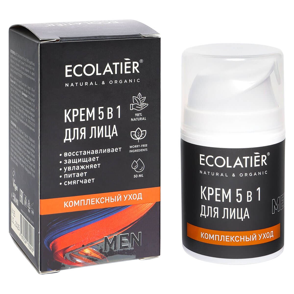 Крем для лица мужской Комплексный уход 5 в 1 , , Ecolatier