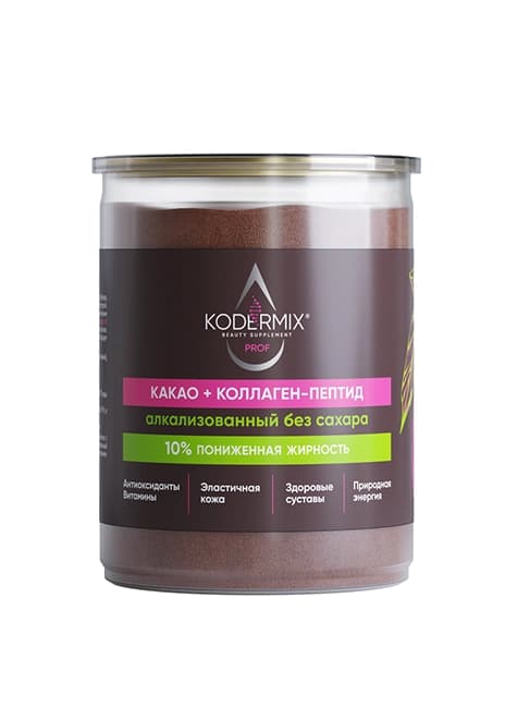 Какао натуральный алкализованный с коллагеном, без сахара ., KODERMIX