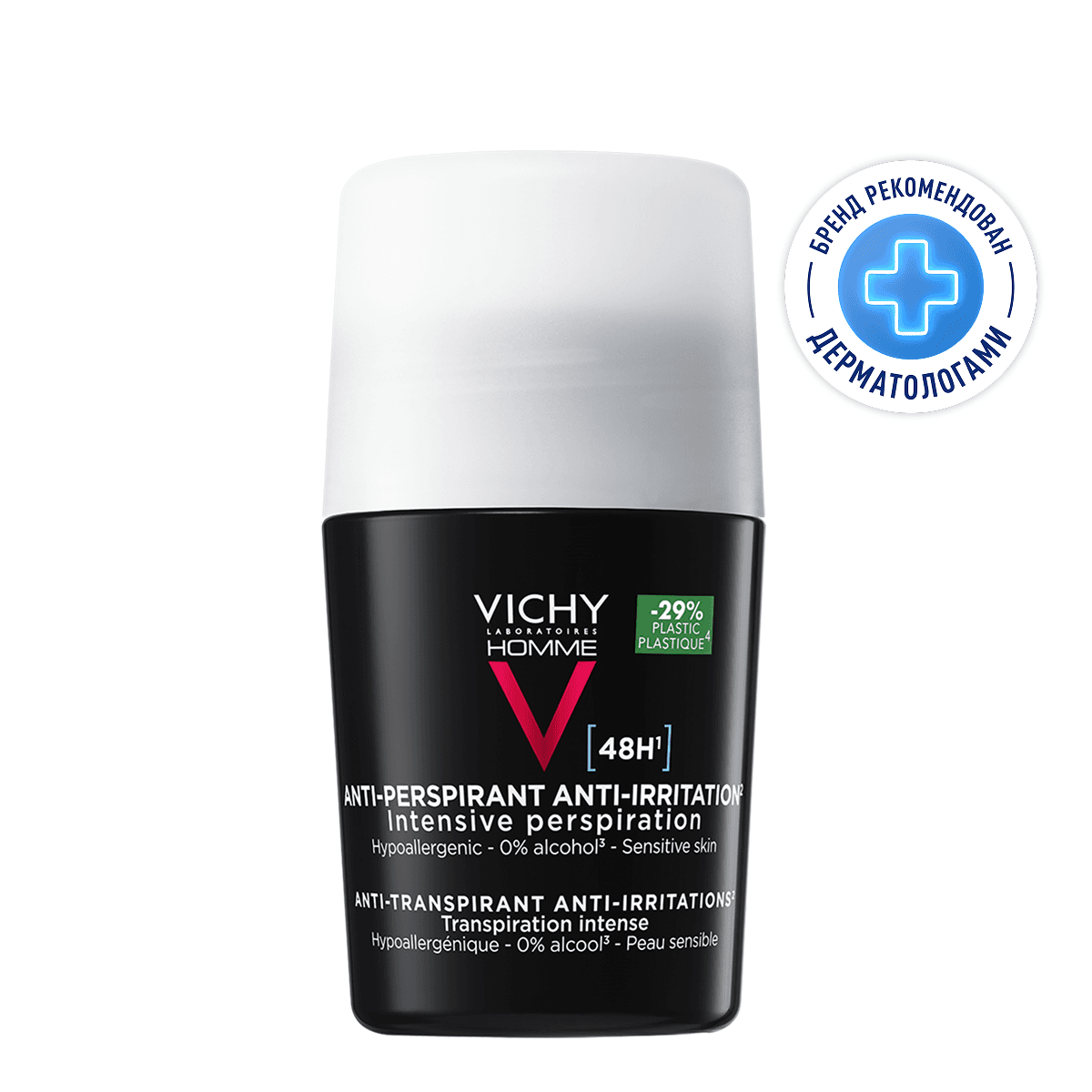 Vichy Homme Дезодорант-антиперспирант для чувствительной кожи 48 ч