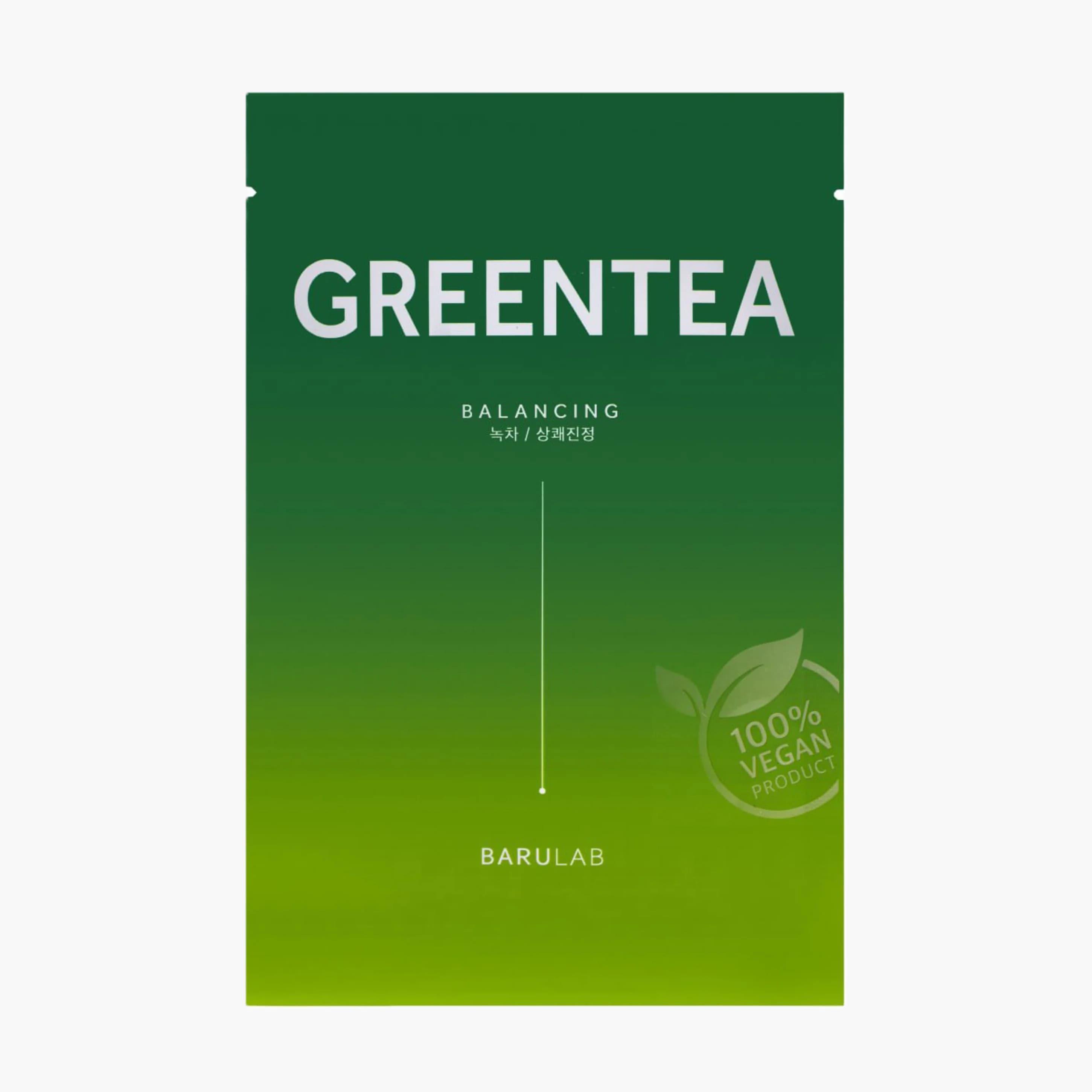 Маска тканевая веганская увлажняющая с зелёным чаем | Barulab The Clean Vegan Green Tea Mask