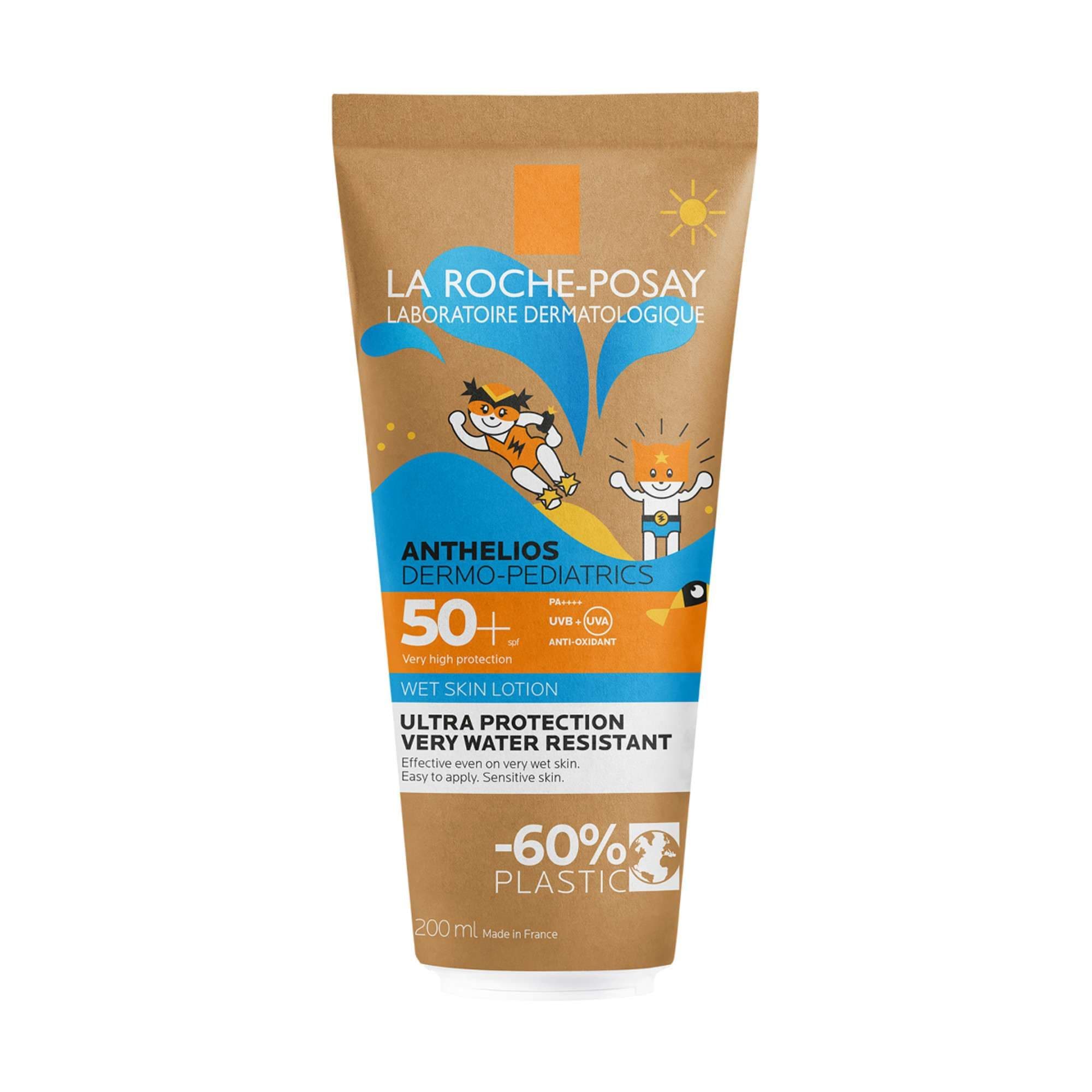 La Roche-Posay Anthelios Dermo-Pediatrics Детский солнцезащитный гель для тела и лица с технологией нанесения на влажную кожу, с витамином Е и термальной водой, защита от солнца SPF 50+