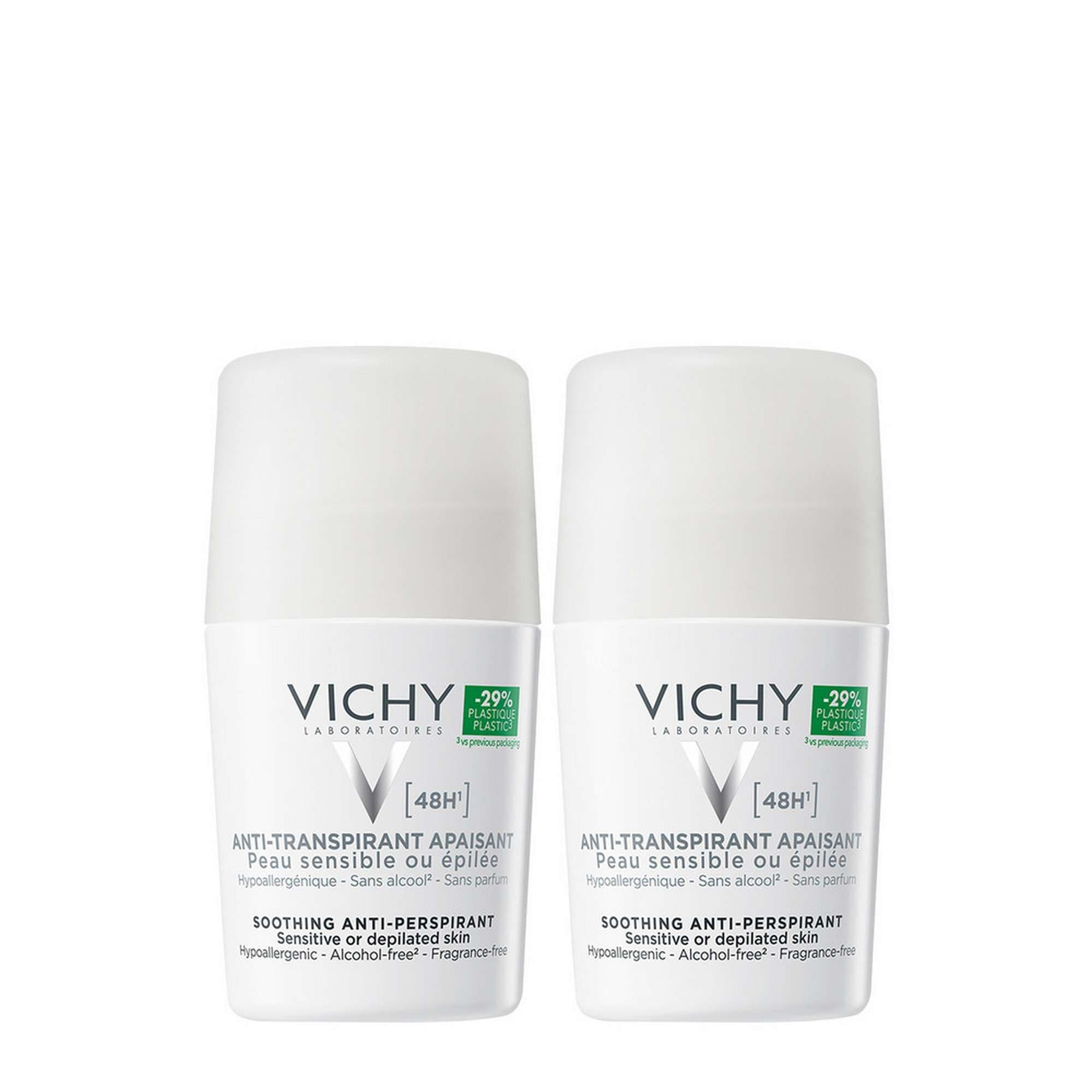 Vichy Шариковый дезодорант-антиперспирант для чувствительной кожи с защитой 48 часов для женщин и мужчин, набор 2х