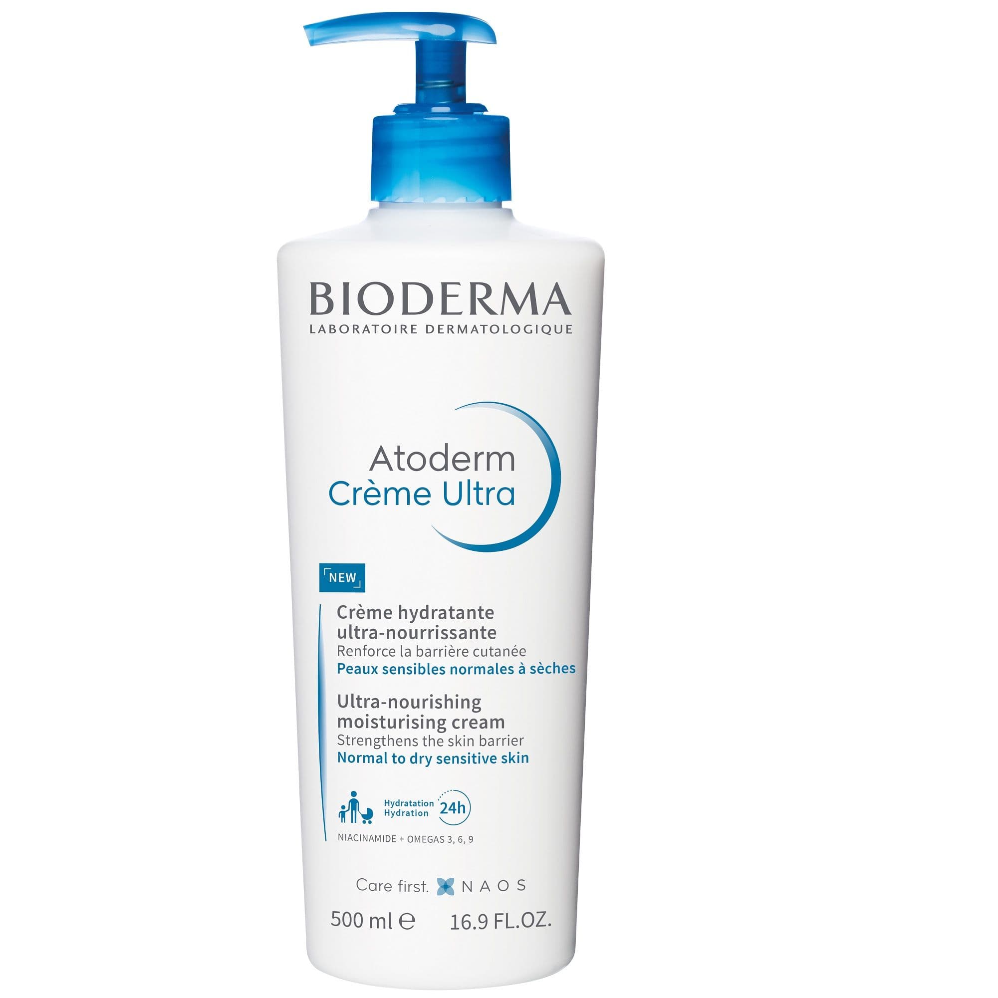 Крем для нормальной и сухой кожи лица и тела увлажняющий Atoderm Bioderma/Биодерма помпа