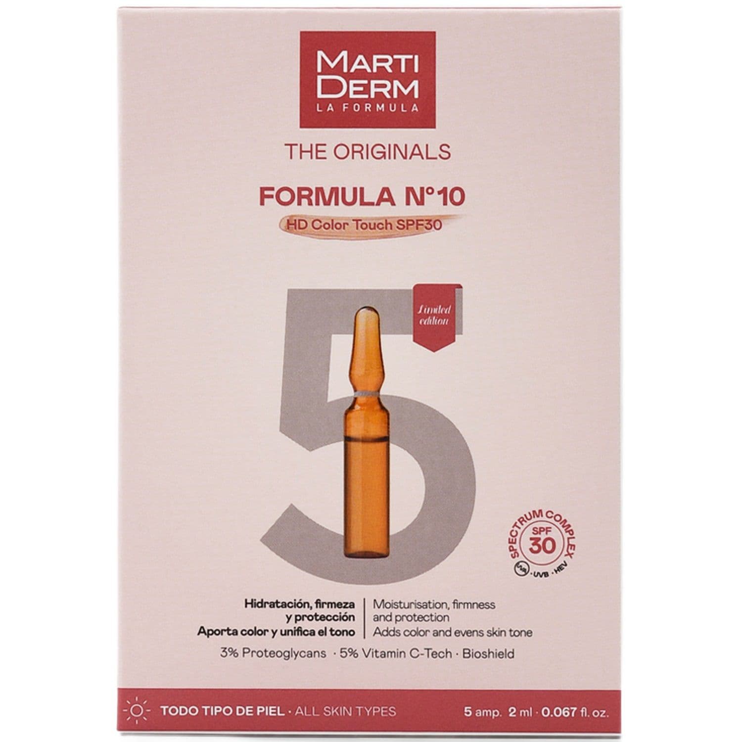 Ампулы «Формула №10 HD Color Touch SPF30», 5 х