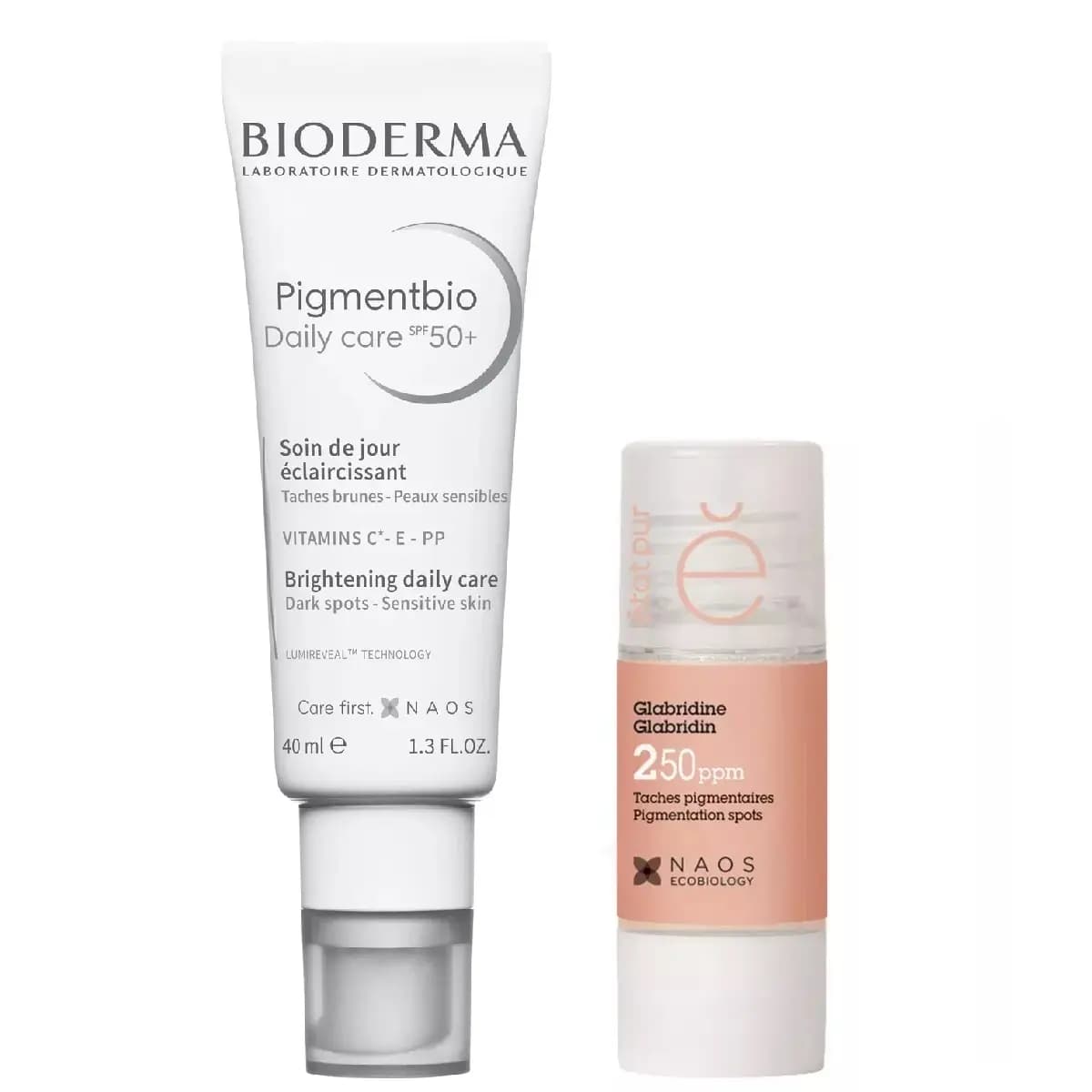 Набор: Bioderma дневной крем Pigmentbio SPF50, + Etat Pur сыворотка с глабридином, 15 мл