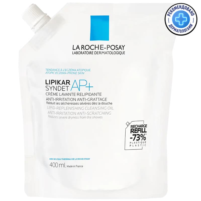 Крем-гель очищающий La Roche-Posay Lipikar Syndet AP+ липидовосстанавливающий для лица и тела, рефил