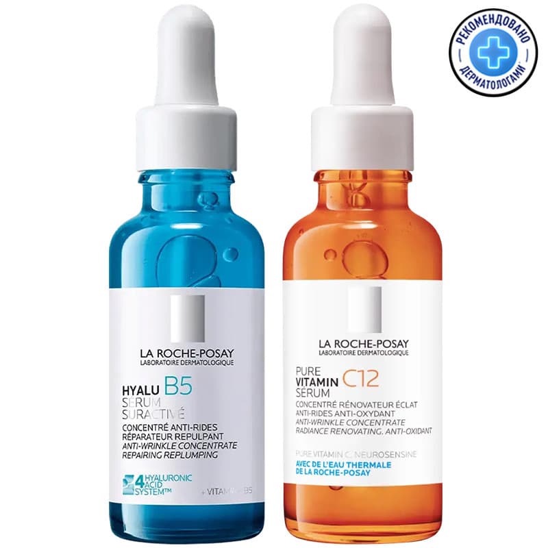 Набор La Roche-Posay для ухода за кожей лица, сыворотка Hyalu B5, + сыворотка Victamin C12, 30 мл