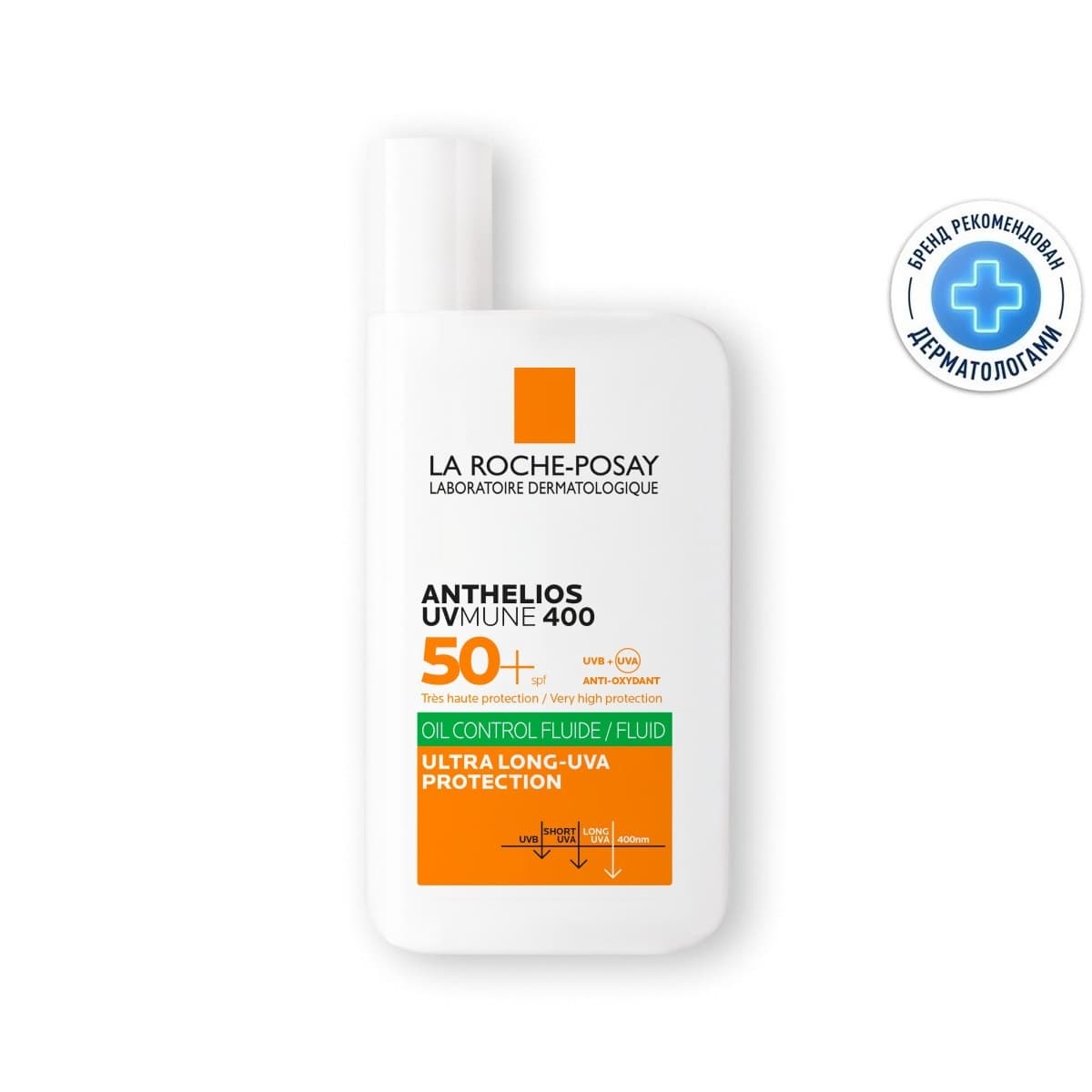 Ля Рош Позе Солнцезащитный матирующий флюид для лица UVMUNE 400 SPF50+ / PPD56, (La Roche-Posay, Anthelios