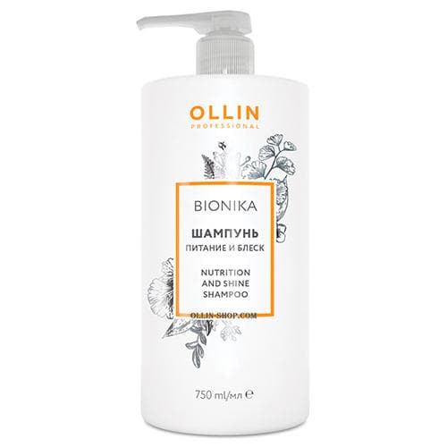Оллин Професионал Шампунь "Питание и блеск", (Ollin Professional, BioNika