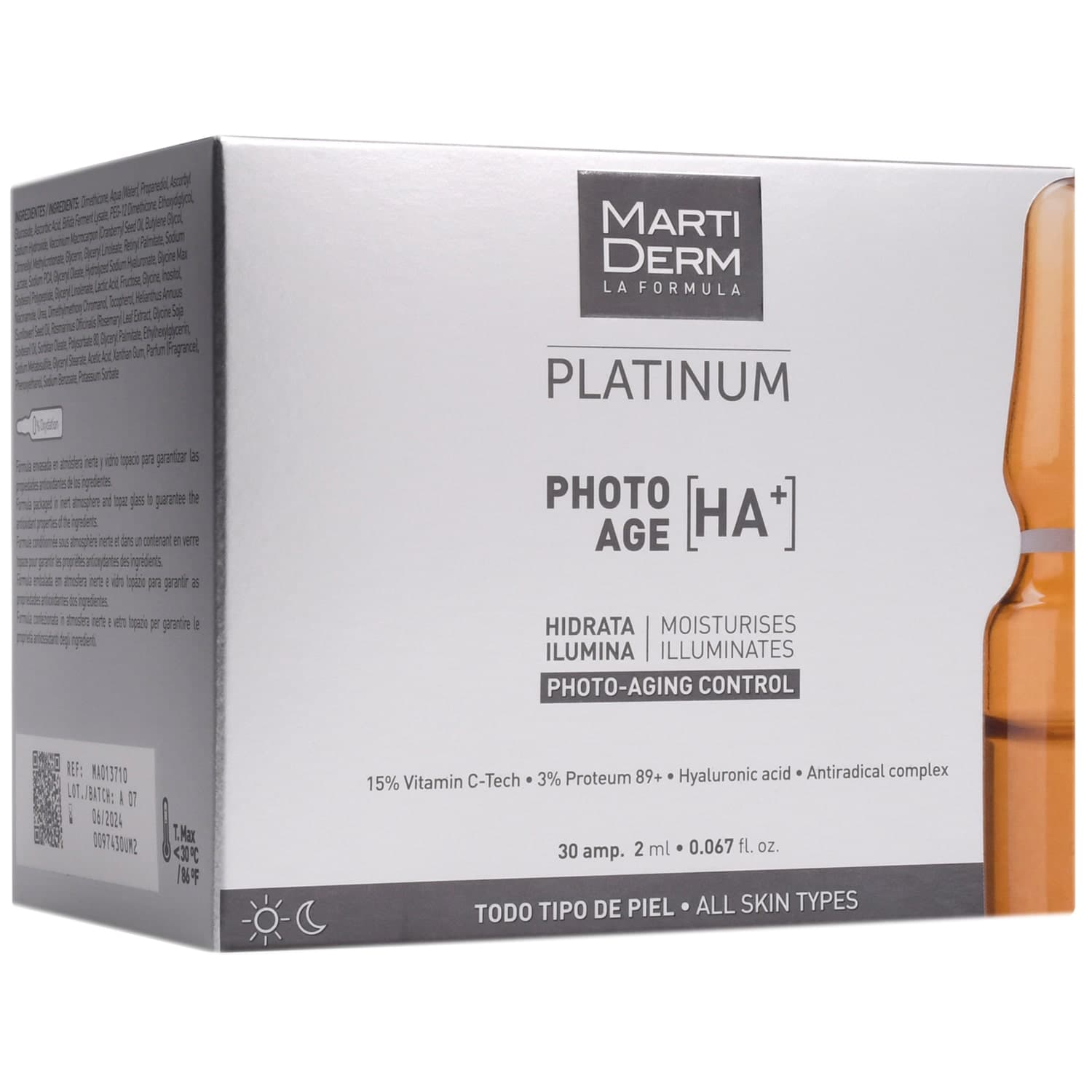 MartiDerm Platinum Коррекция фотостарения Гиалуроновая кислота + для всех типов кожи ампулы 10 шт