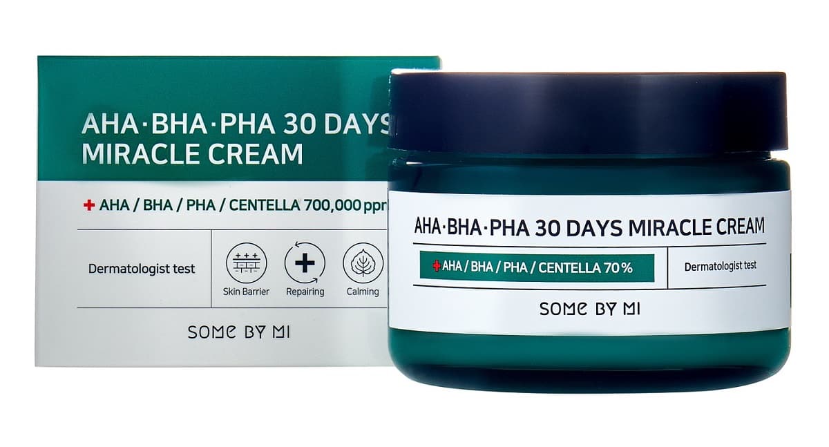 Сам Бай Ми Антивоспалительный крем с AHA, BHA и PHA-кислотами и центеллой азиатской, (Some By Mi, AHA-BHA-PHA 30 Days Miracle)