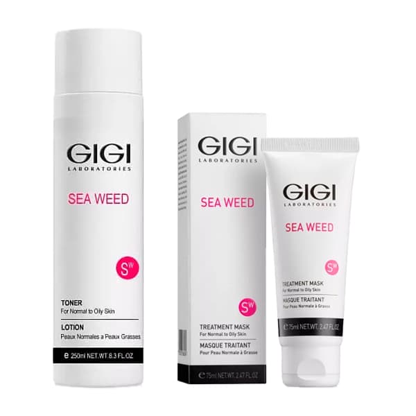 ДжиДжи Набор для ухода за кожей лица: тоник + маска лечебная 75 мл (GiGi, Sea Weed)