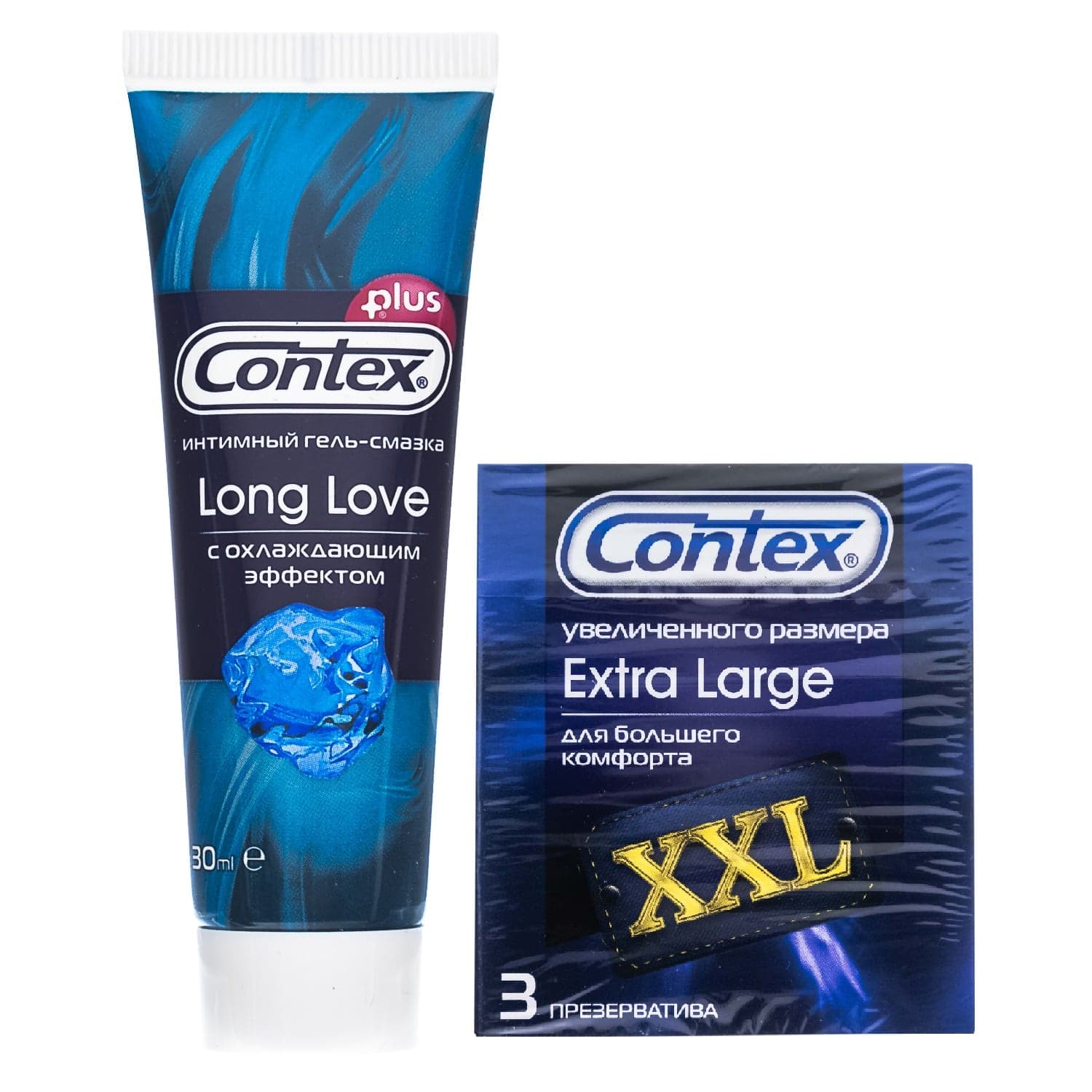 Контекс Набор: презервативы Extra Large XXL №3 + гель-смазка продлевающий акт (Contex, Презервативы)