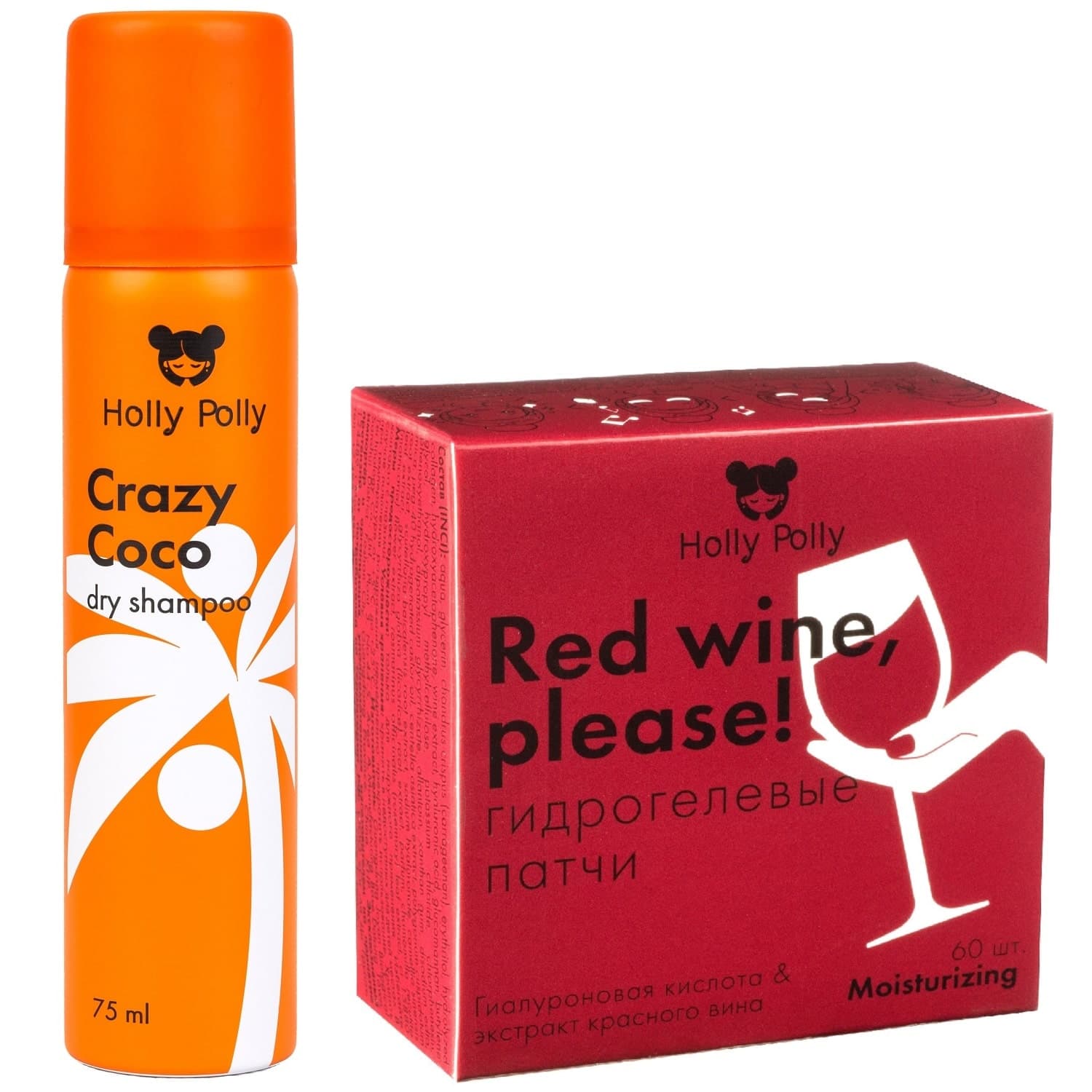 Холли Полли Набор: сухой шампунь Crazy Coco + гидрогелевые патчи Red Wine 60 шт (Holly Polly, Dry Shampoo)