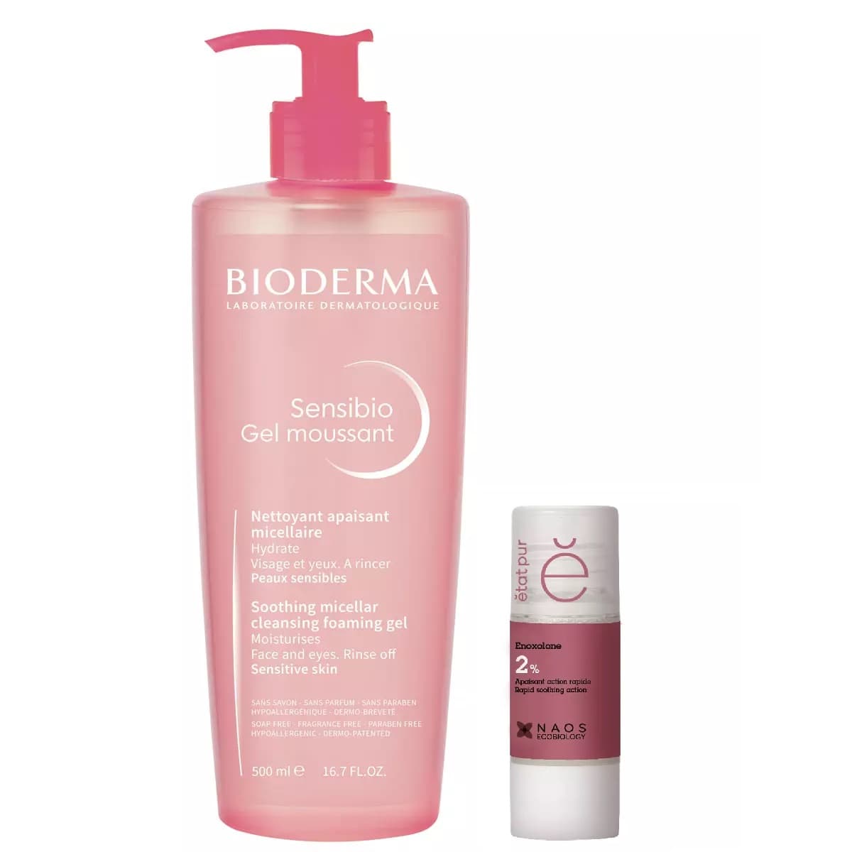 Биодерма Набор: Bioderma очищающий гель Sensibio + Etat Pur сыворотка с эноксолоном 15 мл (Bioderma, Sensibio)