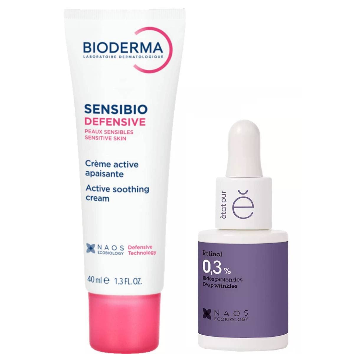 Биодерма Набор: Bioderma насыщенный крем Sensibio Defensive + Etat Pur сыворотка с ретинолом 15 мл (Bioderma, Sensibio)