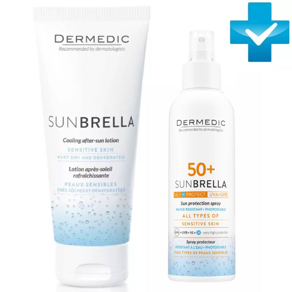 Дермедик Набор для всей семьи: солнцезащитное молочко SPF50 + бальзам после загара 200 г (Dermedic, Sunbrella)