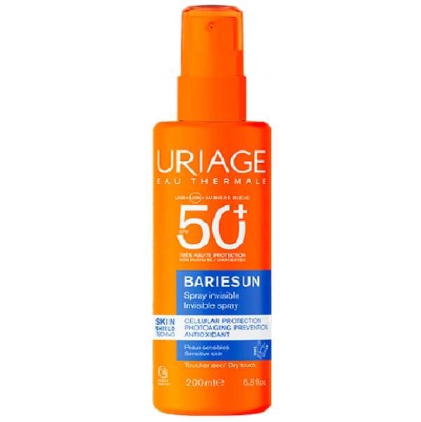 Урьяж Невидимый солнцезащитный спрей без запаха для лица и тела Spray Invisible Non Parfume SPF50+, (Uriage, Bariesun)