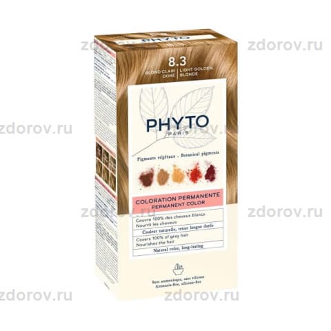 Фито (Phyto) набор крем-краска д/окрашивания волос тон 8.3 светлый золотистый блонд+прояв.молоч+маска