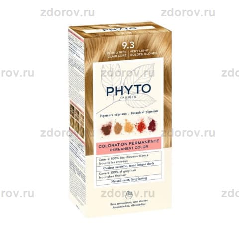 Фито (Phyto) набор крем-краска д/окрашивания волос тон 9.3 оч.светлый золот.блонд+прояв.молоч+маска
