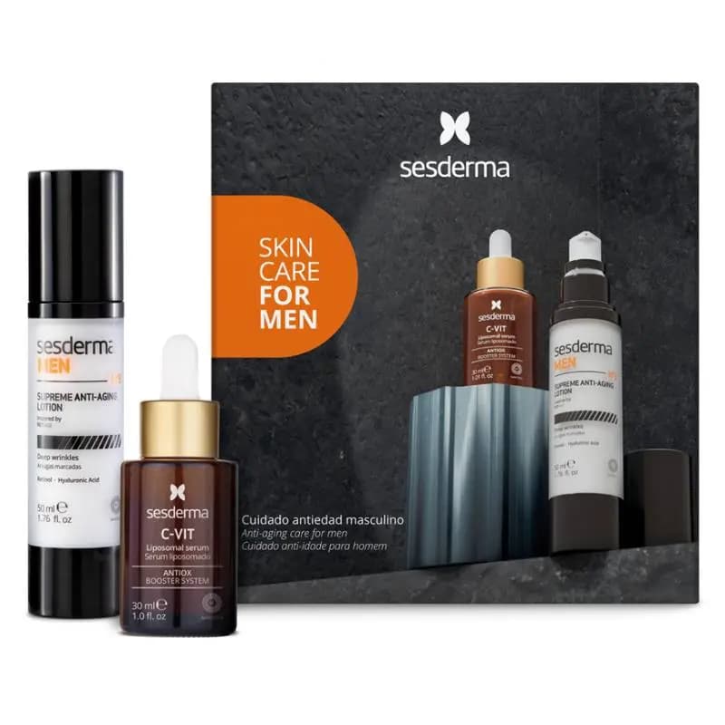 Набор Skin Care for Men: Антивозрастной лосьон, + Сыворотка C-Vit, 30 мл