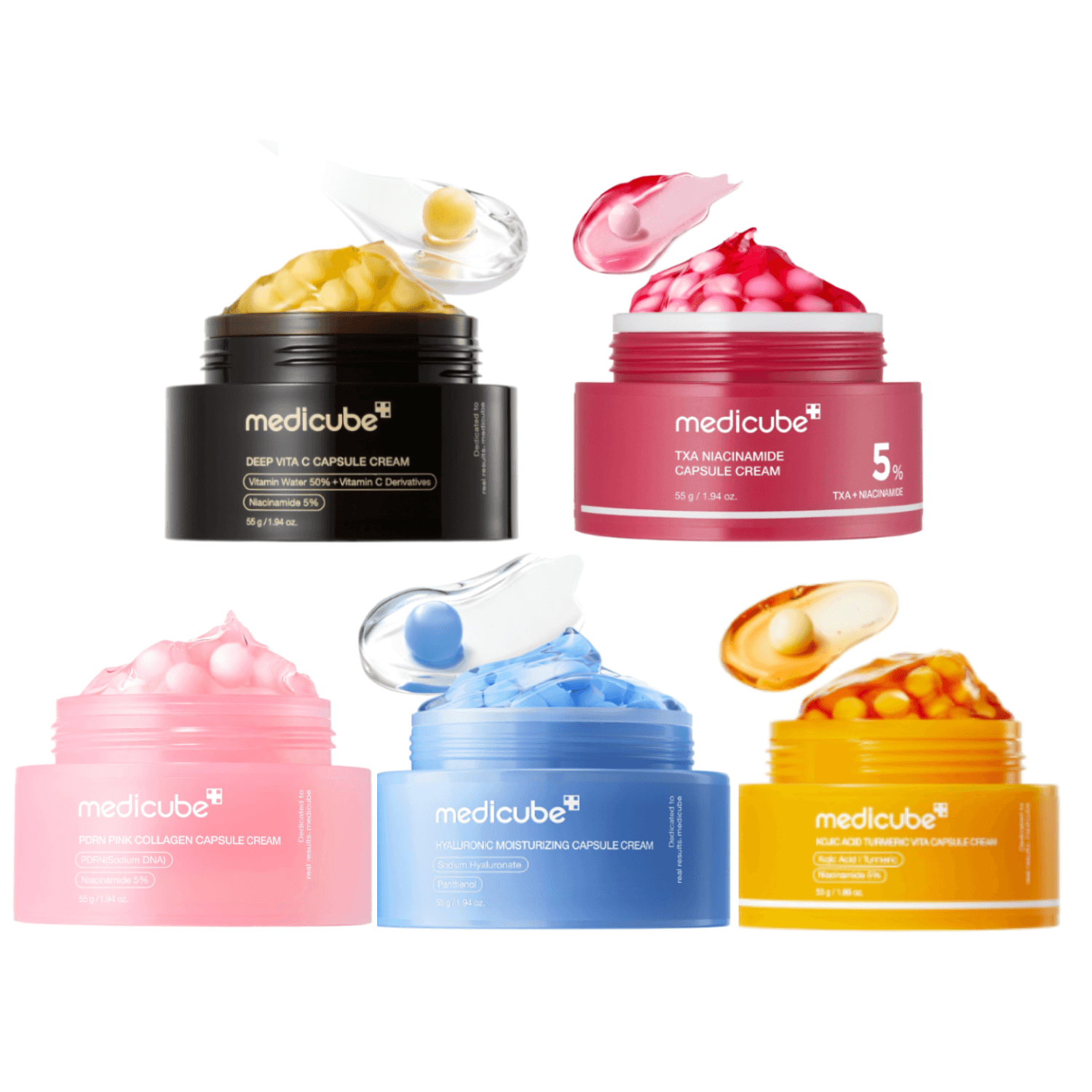 Набор кремов в капсулах Best Set (Kojic + Vita C + TXA + PDRN + Hyaluronic)