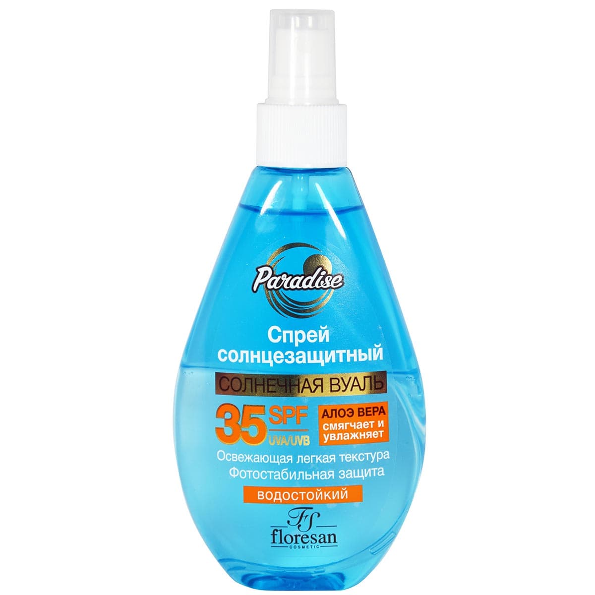 Спрей солнцезащитный водостойкий SPF35, Paradise, , FLORESAN