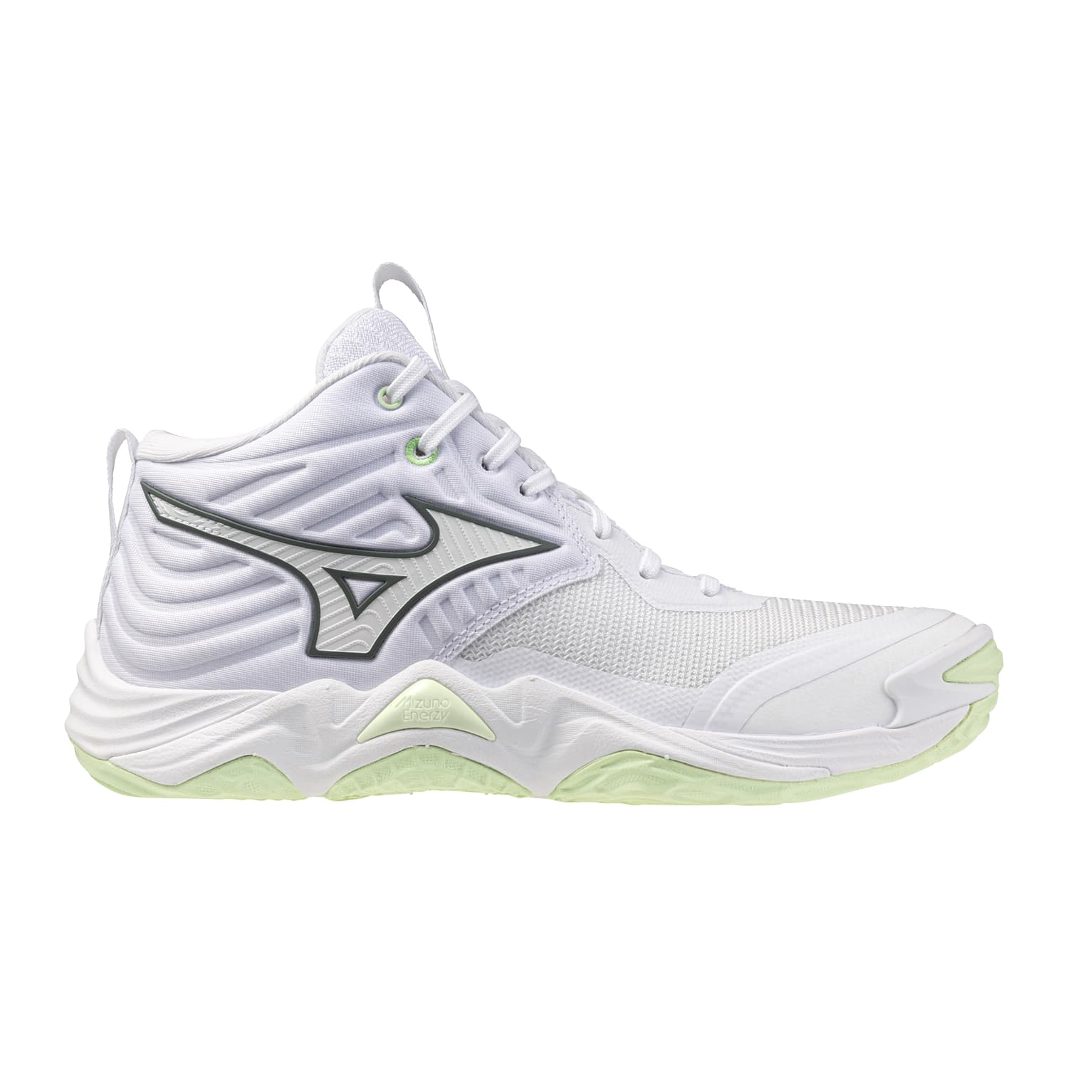 Mizuno WAVE MOMENTUM ELITE MID (W) Кроссовки волейбольные женские Белый/Серый/Зеленый