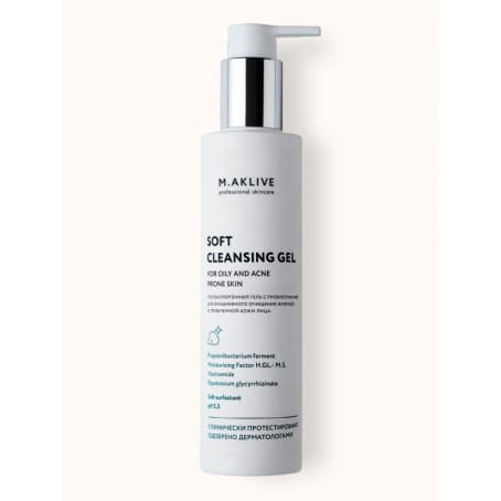 M.AKLIVE Мягкий гель для умывания жирной и проблемной кожи лица Soft Cleansing Gel