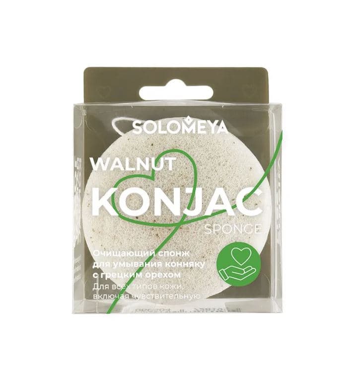 Очищающий спонж Konjac для умывания с грецким орехом
